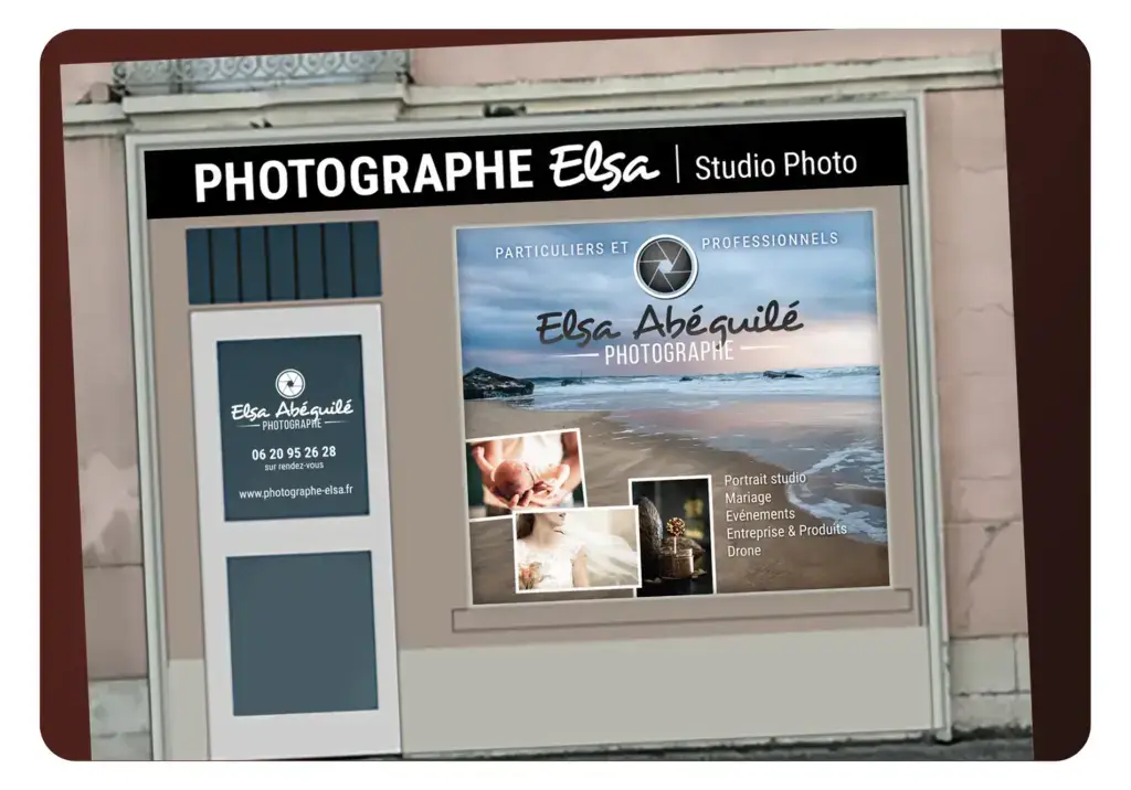 création habillage vitrine et enseigne - Elsa Photographe à Biganos (33)
